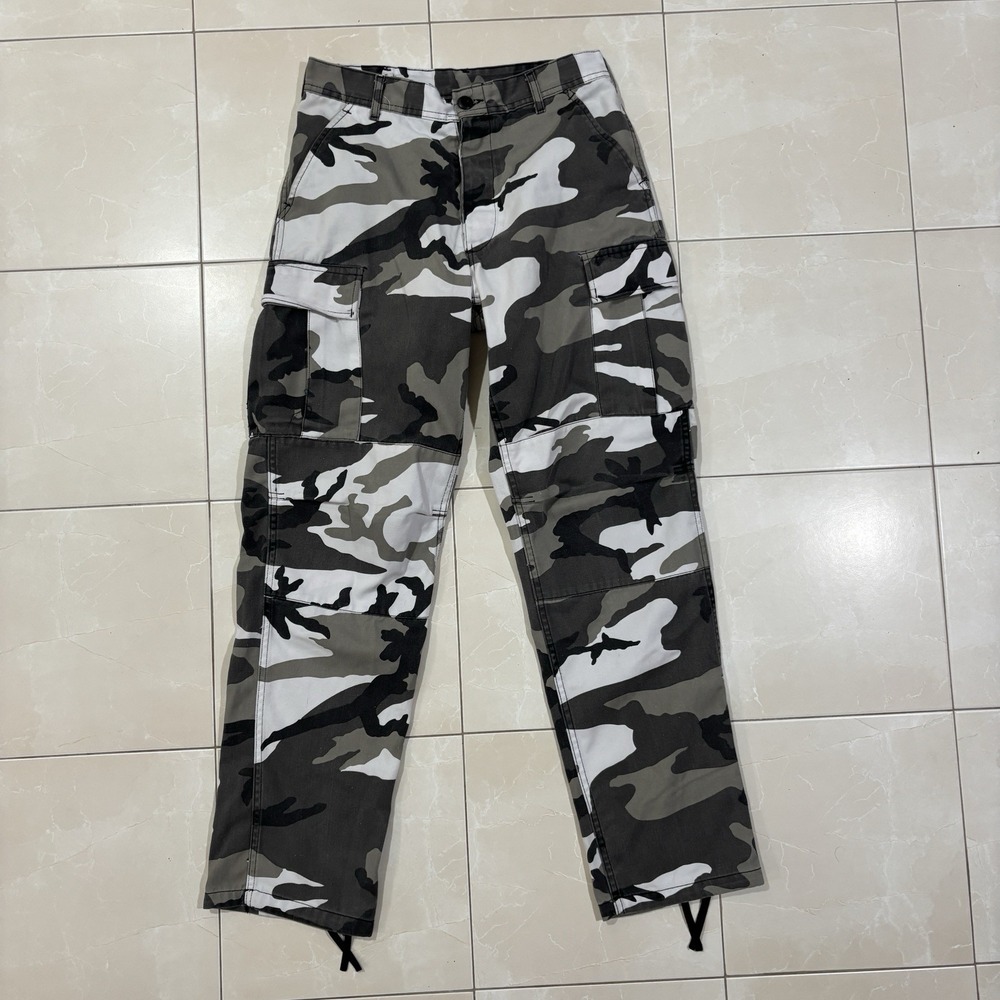 Vintage Snow Camo Army Pants Cargo Men Small 29x30 Military Y2K 90s Paratrooper